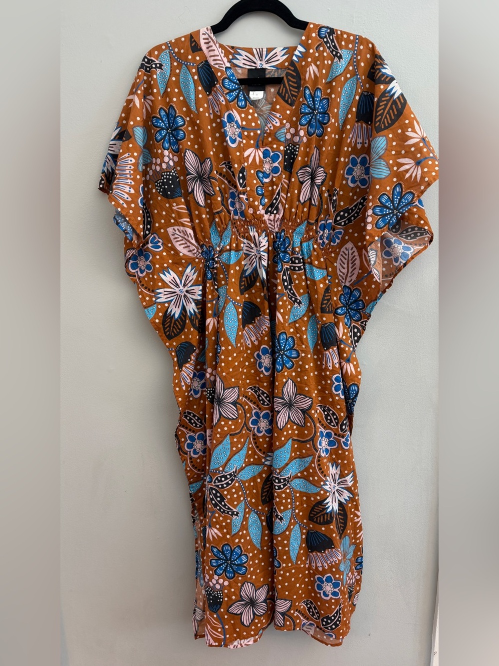 Echo New York Bohemian Floral Print Caftan, Size Small